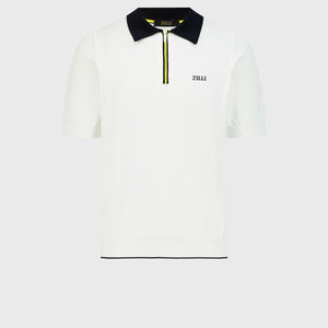 Geometric Pattern Polo Shirt - Natural White