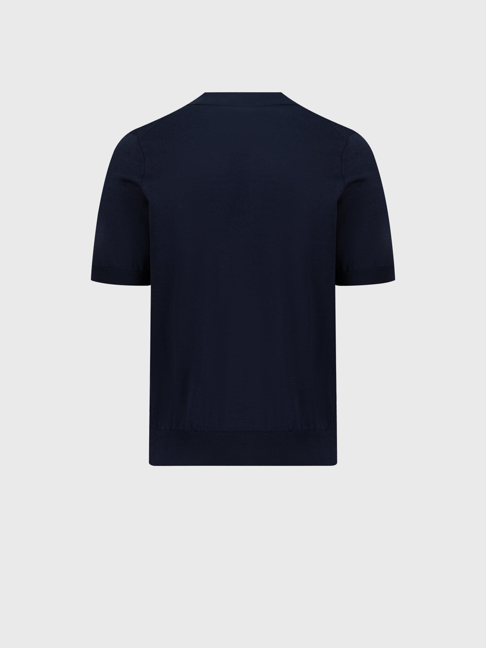 "Square" Silk and Cotton Knit Polo - Blue Navy