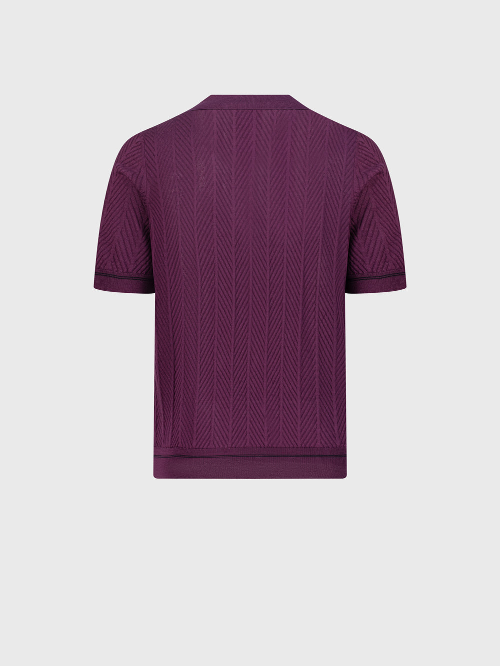 Geometric Pattern Silk Knit Shirt - Deep Magenta