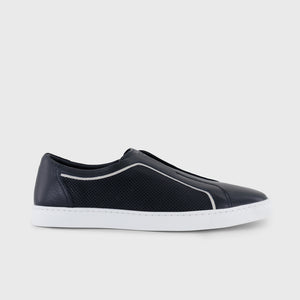 Leather Slip-On Sneakers – Blue Navy