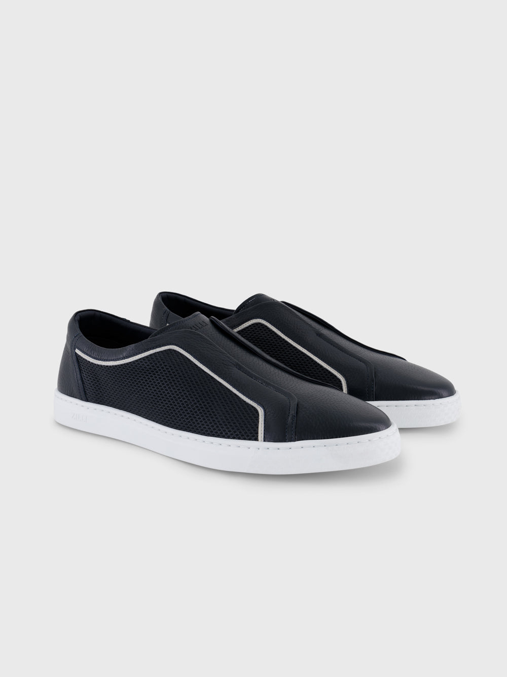 Slip-On Leather Sneakers - Blue Navy