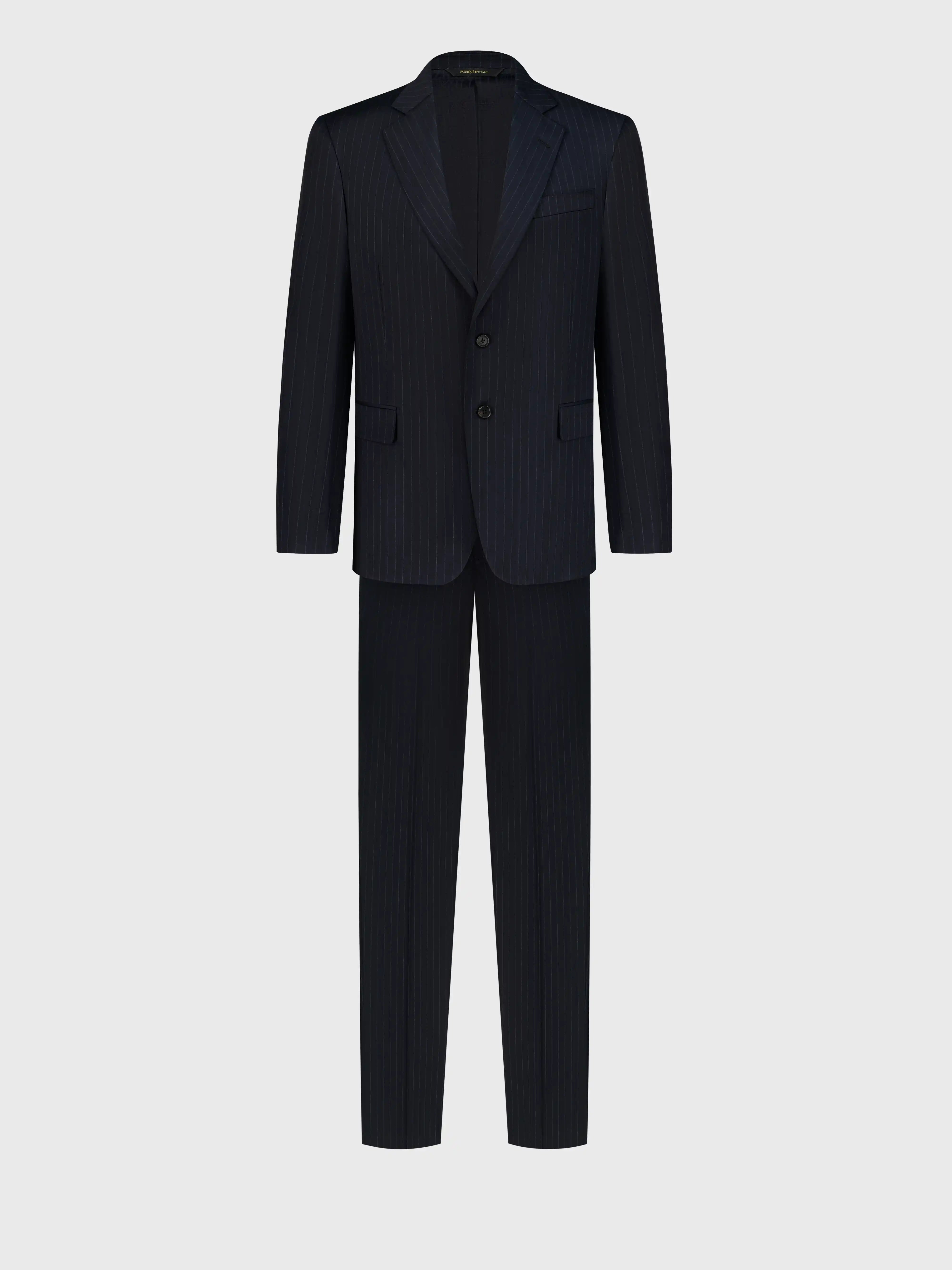 Pencil Striped Suit - Dark Navy