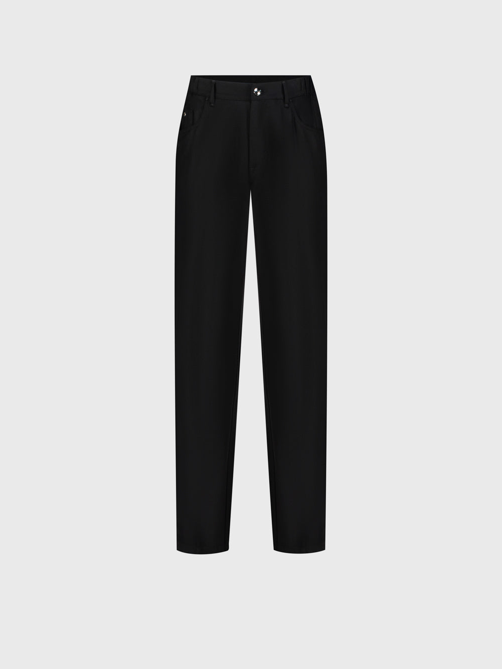 Wool Jean with Calf Leather Detail - Black