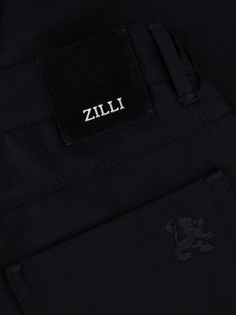 Wool Jean with Calf Leather Detail - Black