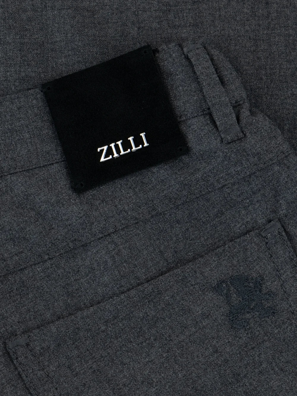 Wool Jean with Calf Leather Detail - Grey Anthracite