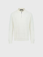 Wool-Silk Polo Half-Zip Pebbled Knit – Blond Fawn