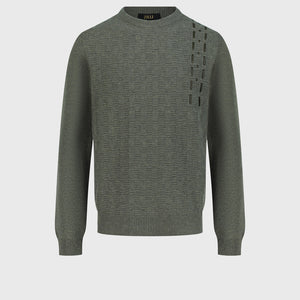 100% Lambswool Pullover with Leather Detail - Winter Eucaliptum