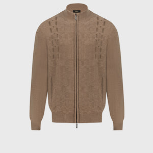 Basket-Weaved Cardigan - Cappuccino
