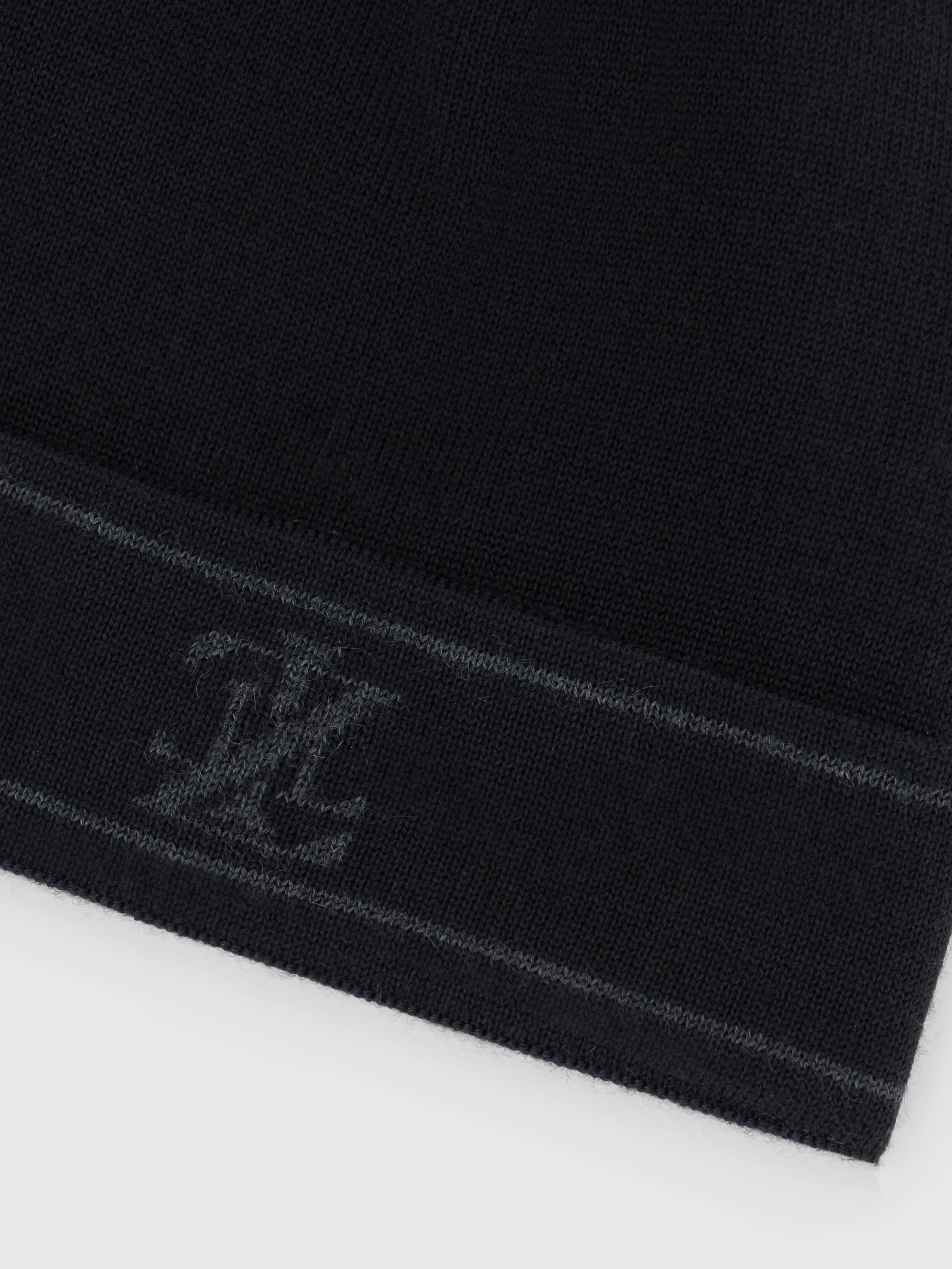 70% Wool 30% Silk Beanie - Black