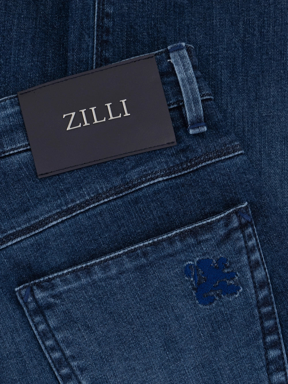 ZILLI Suede Patch Denim - Blue Jeans