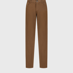 Denim Jean with ZILLI Embroidered Back Pocket - Burnt Tobacco