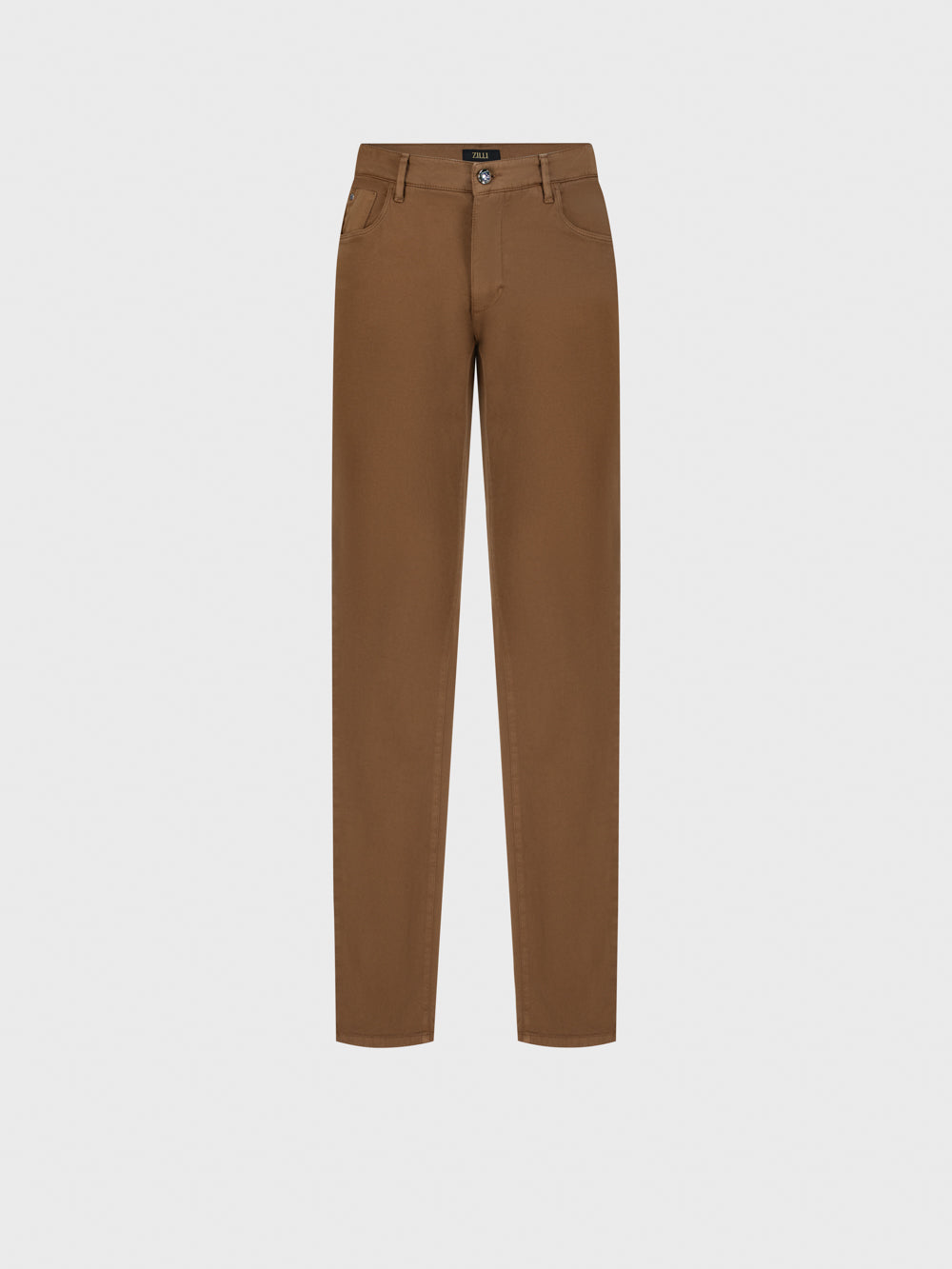 Denim Jean with ZILLI Embroidered Back Pocket - Burnt Tobacco