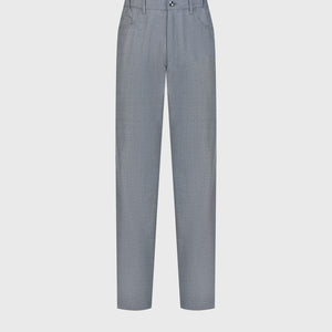 Wool Jean with Calf Leather Detail - Soft Grey