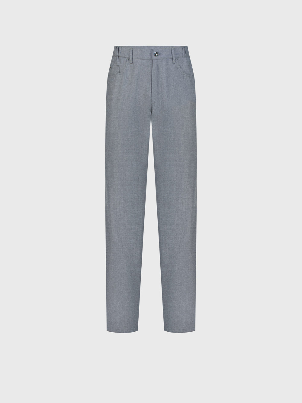 Wool Jean with Calf Leather Detail - Soft Grey
