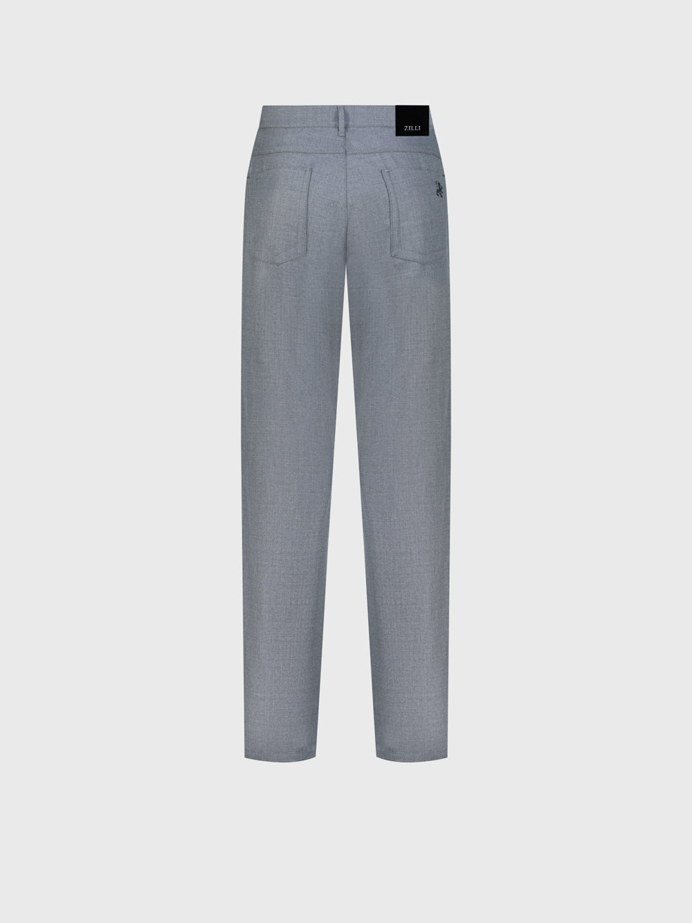 Wool Jean with Calf Leather Detail - Soft Grey