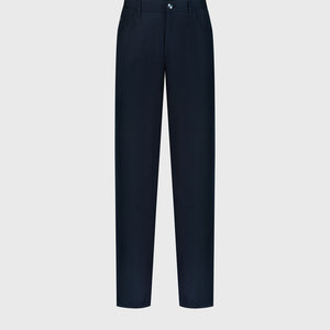 Wool Jean with Calf Leather Detail - Blue Navy