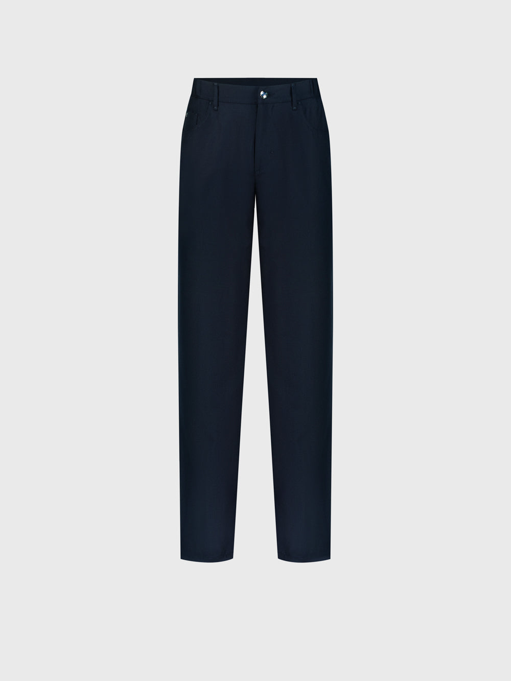 Wool Jean with Calf Leather Detail - Blue Navy