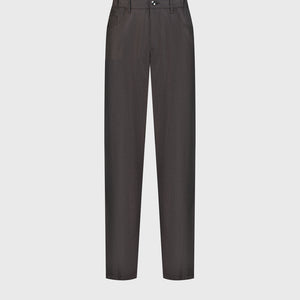 Wool Jean with Calf Leather Detail - Taupe