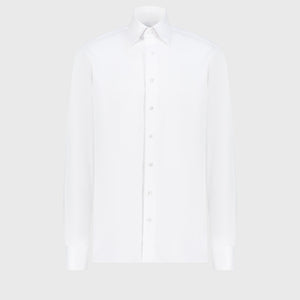 قميص رسمي بياقة مزدوجة الخياطة - أبيض