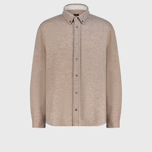 Buttoned Knit Overshirt - Mink Camel
