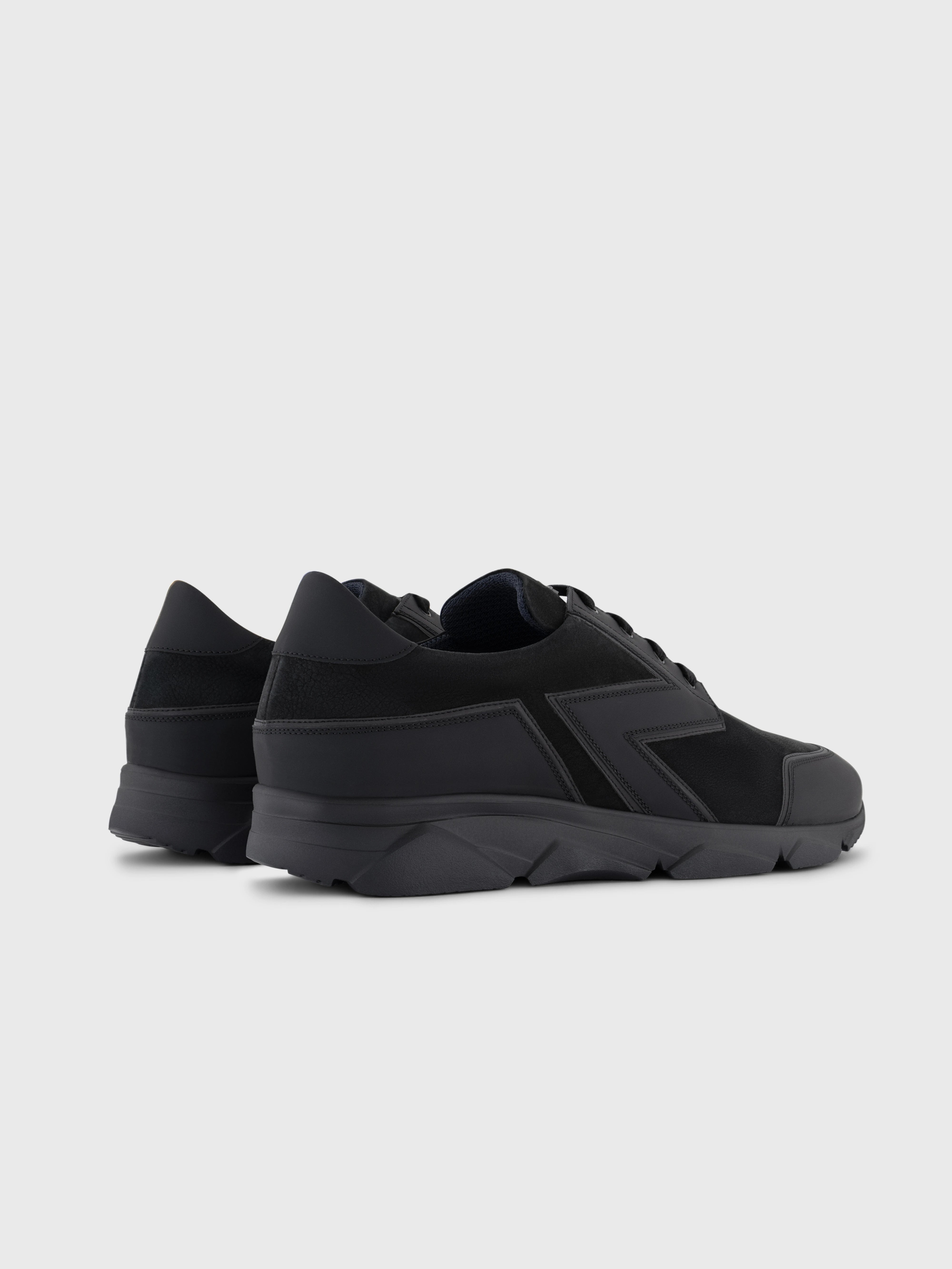 Suede-Accented Sneakers - Black