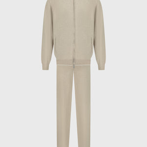 Jogging Suit Set - Zip Jacket and Pant - Pale Fawn