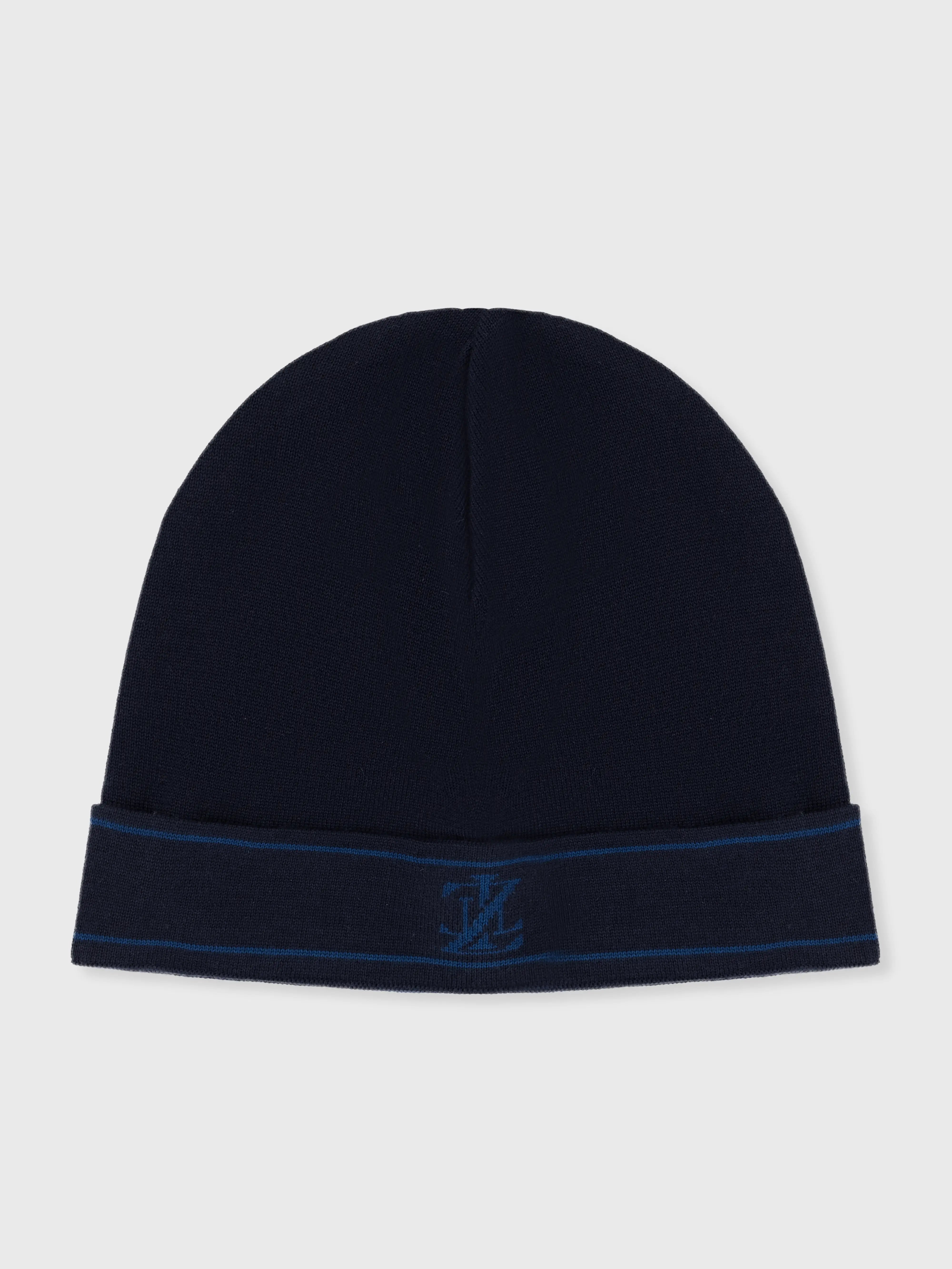 70% Wool 30% Silk Beanie - Dark Navy
