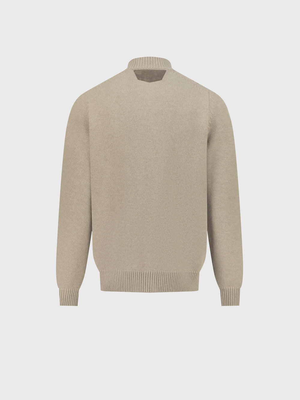 Zip-Up Sweater with Diamond Lattice Knit Pattern – Pale Fawn