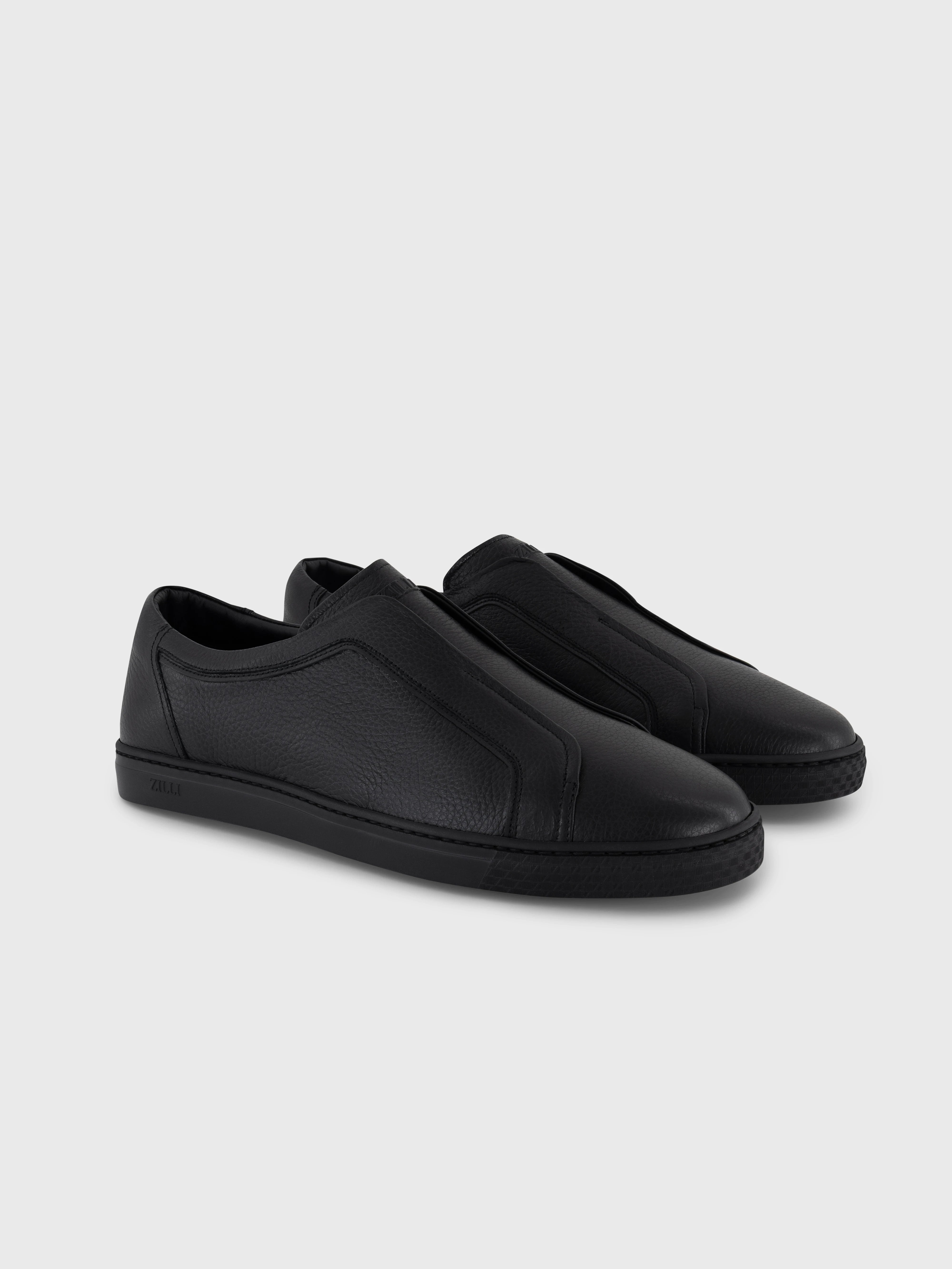 Geometric Suede Accented Runner Sneakers - Black
