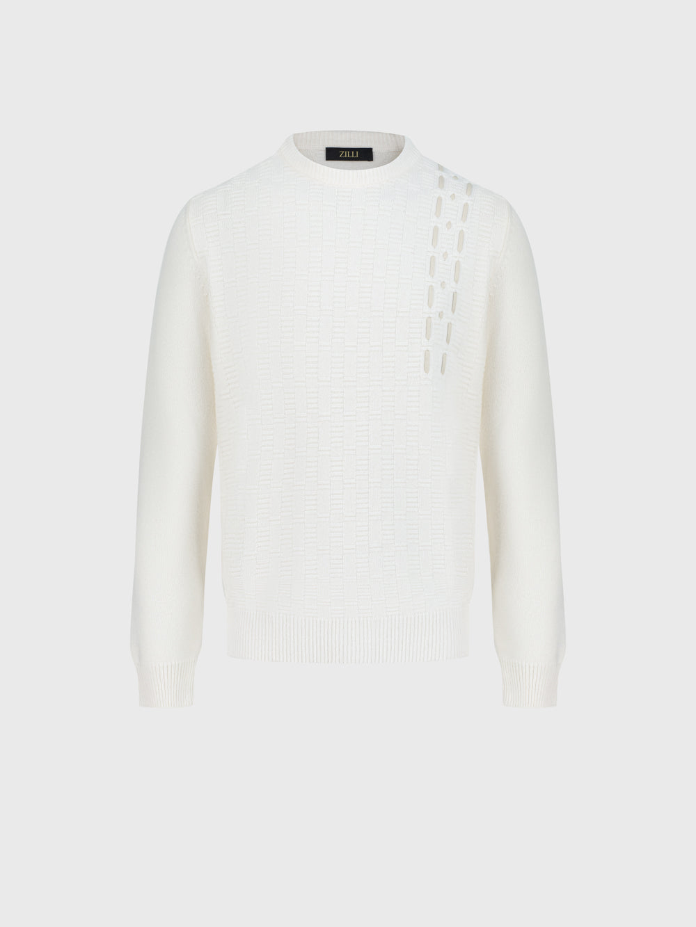 100% Lambswool Pullover with Leather Detail - Blond Fawn