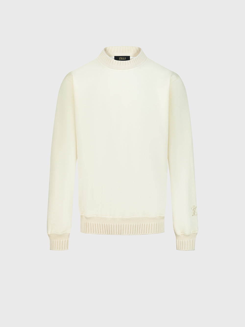 Cotton Wool-Silk Pullover Sweatshirt - Natural White