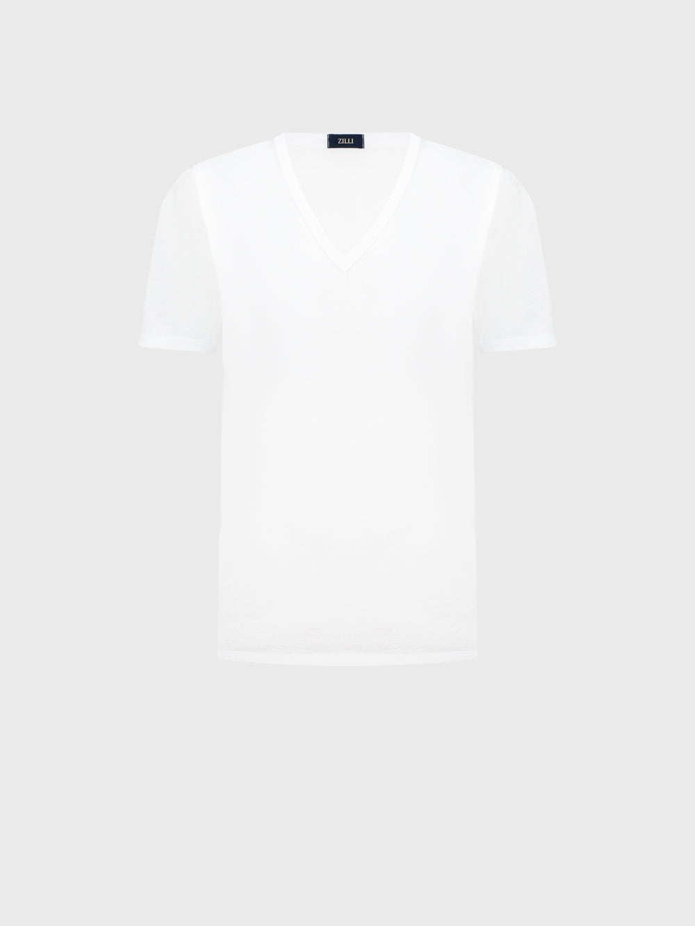 Однотонная футболка с V-образным вырезом - Белый