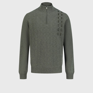 100% Lambswool Fitted Half-Zip Sweater - Winter Eucaliptum