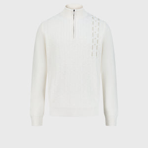 100% Lambswool Fitted Half-Zip Sweater - Blond Fawn