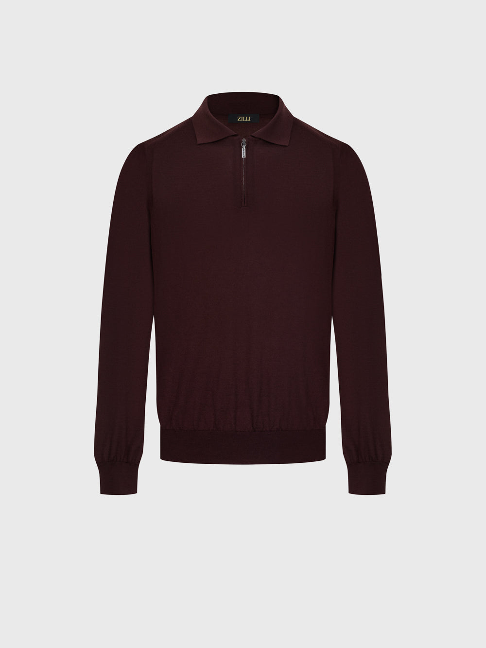 Wool-Silk Lightweight Polo Half-Zip Knit – Ruby