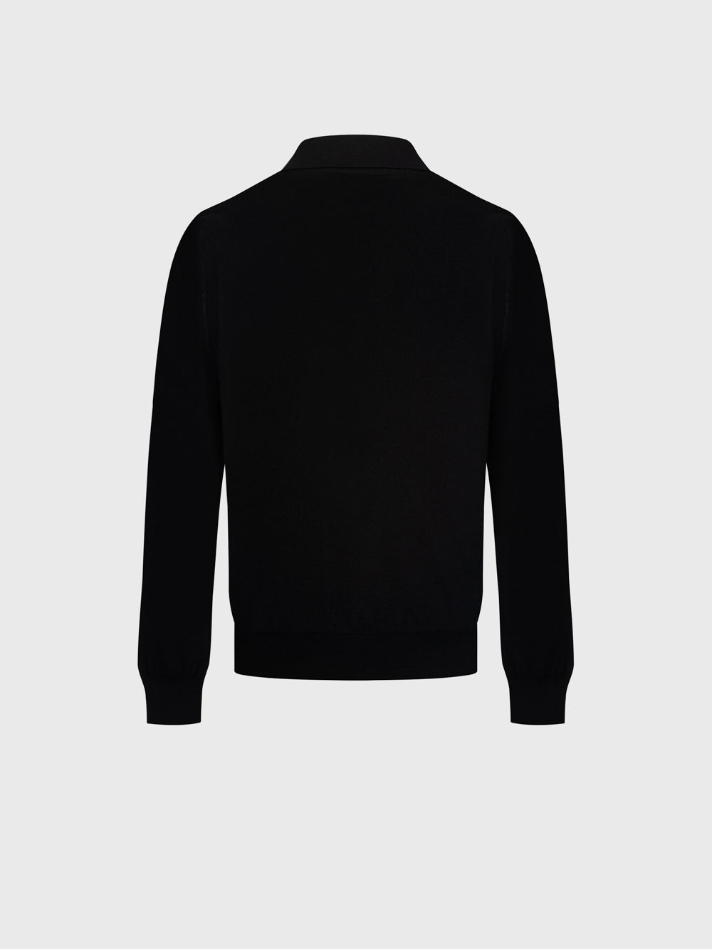 Wool-Silk Lightweight Polo Half-Zip Knit – Black