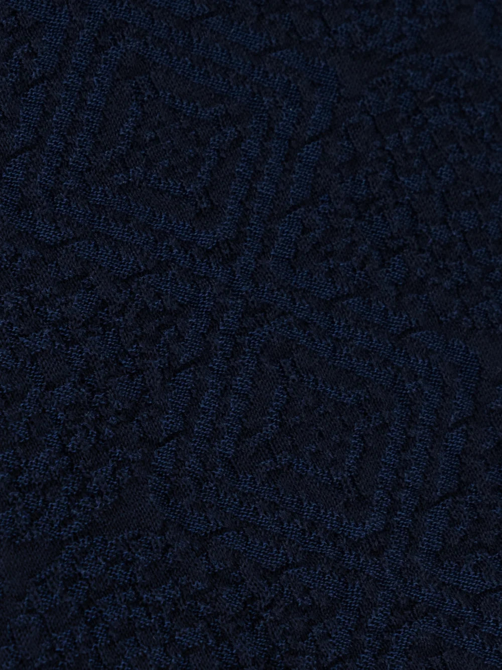 Wool-Silk Polo Half-Zip Pebbled Knit – Dark Navy