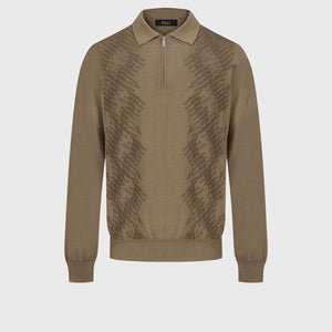 60% Wool 40% Silk Polo Sweater - Cappuccino