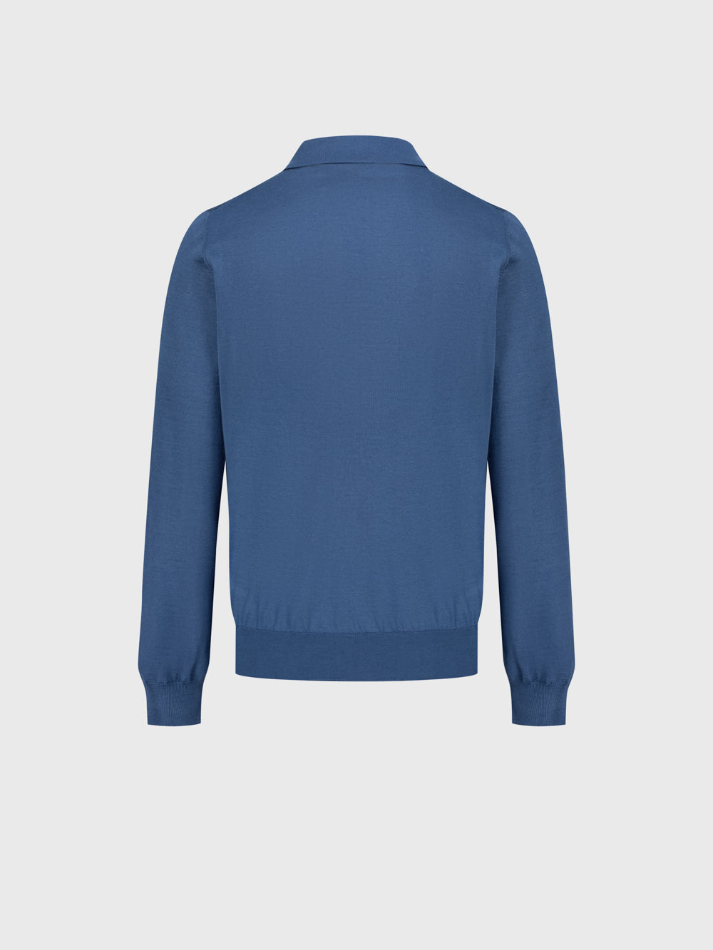60% Wool 40% Silk Zip Polo - Oxford Blue