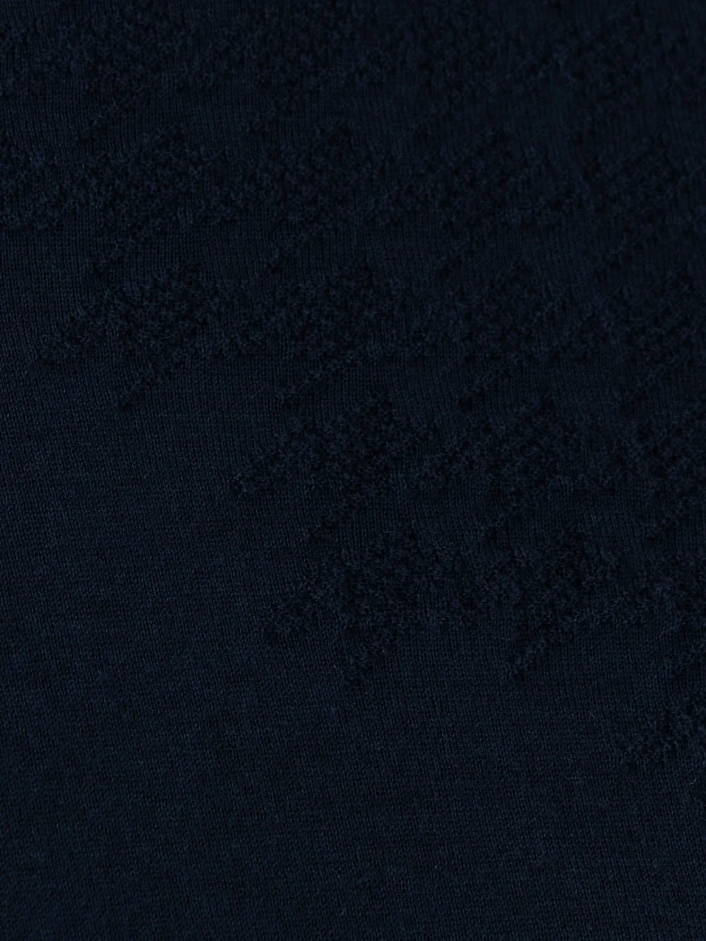 Angled Panel Polo Half-Zip Knit with Crocodile Leather Trim – Dark Navy