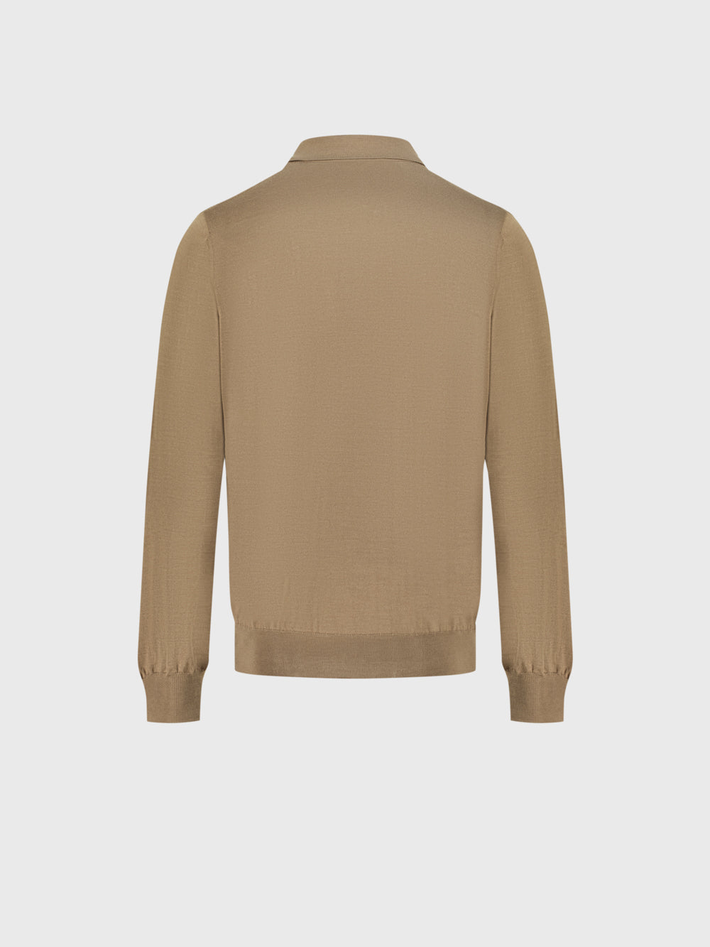 Angled Panel Polo Half-Zip Knit with Crocodile Leather Trim – Cappuccino