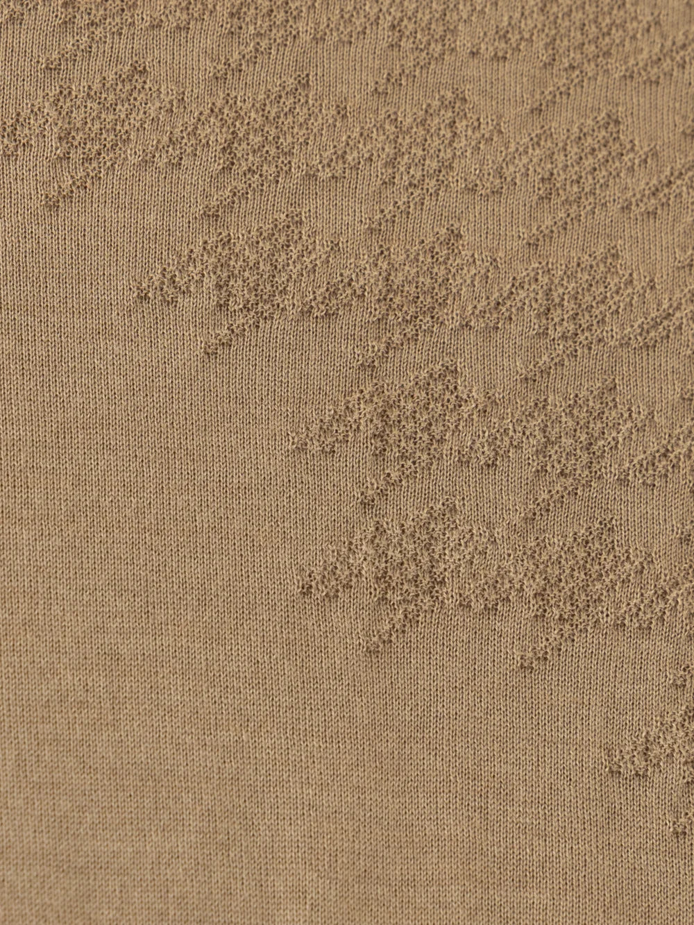 Angled Panel Polo Half-Zip Knit with Crocodile Leather Trim – Cappuccino