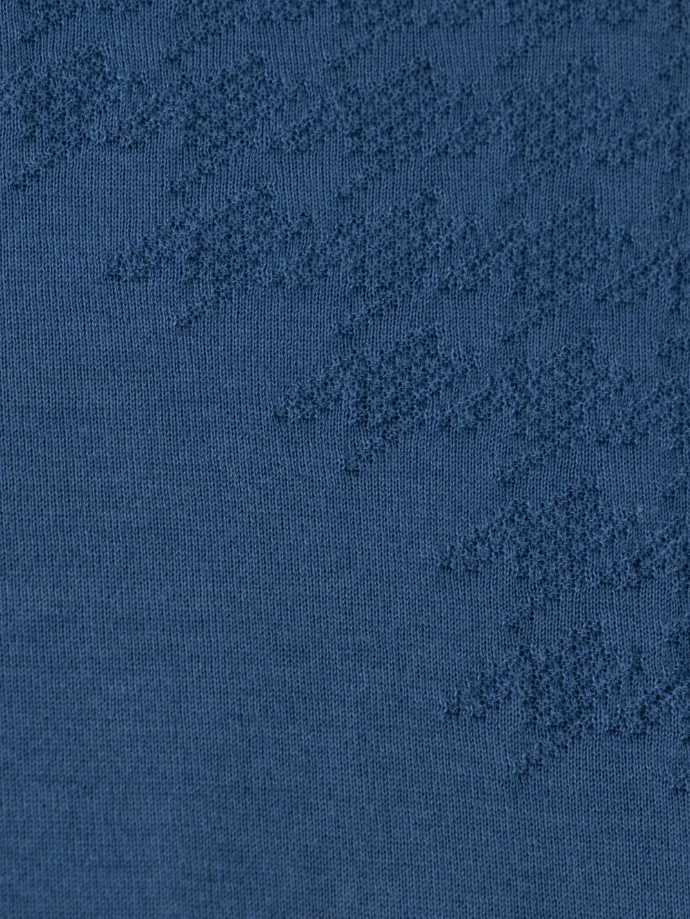 Angled Panel Polo Half-Zip Knit with Crocodile Leather Trim – Oxford Blue