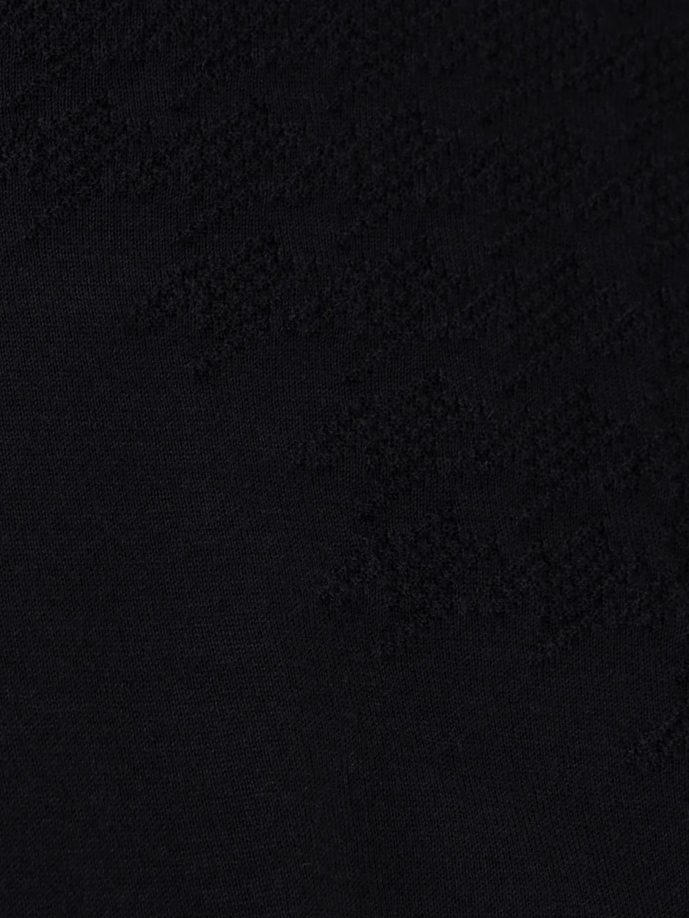 Angled Panel Polo Half-Zip Knit with Crocodile Leather Trim – Black