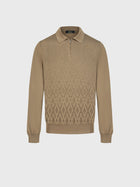 Speckled Half-Zip Knit with Crocodile Leather Trim – Cappuccino