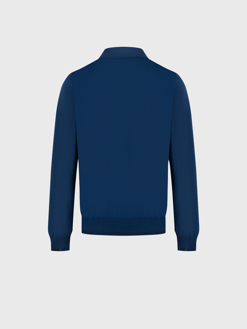 100% Silk Half-Zip Knit with Crocodile Leather Trim – Smoke Blue