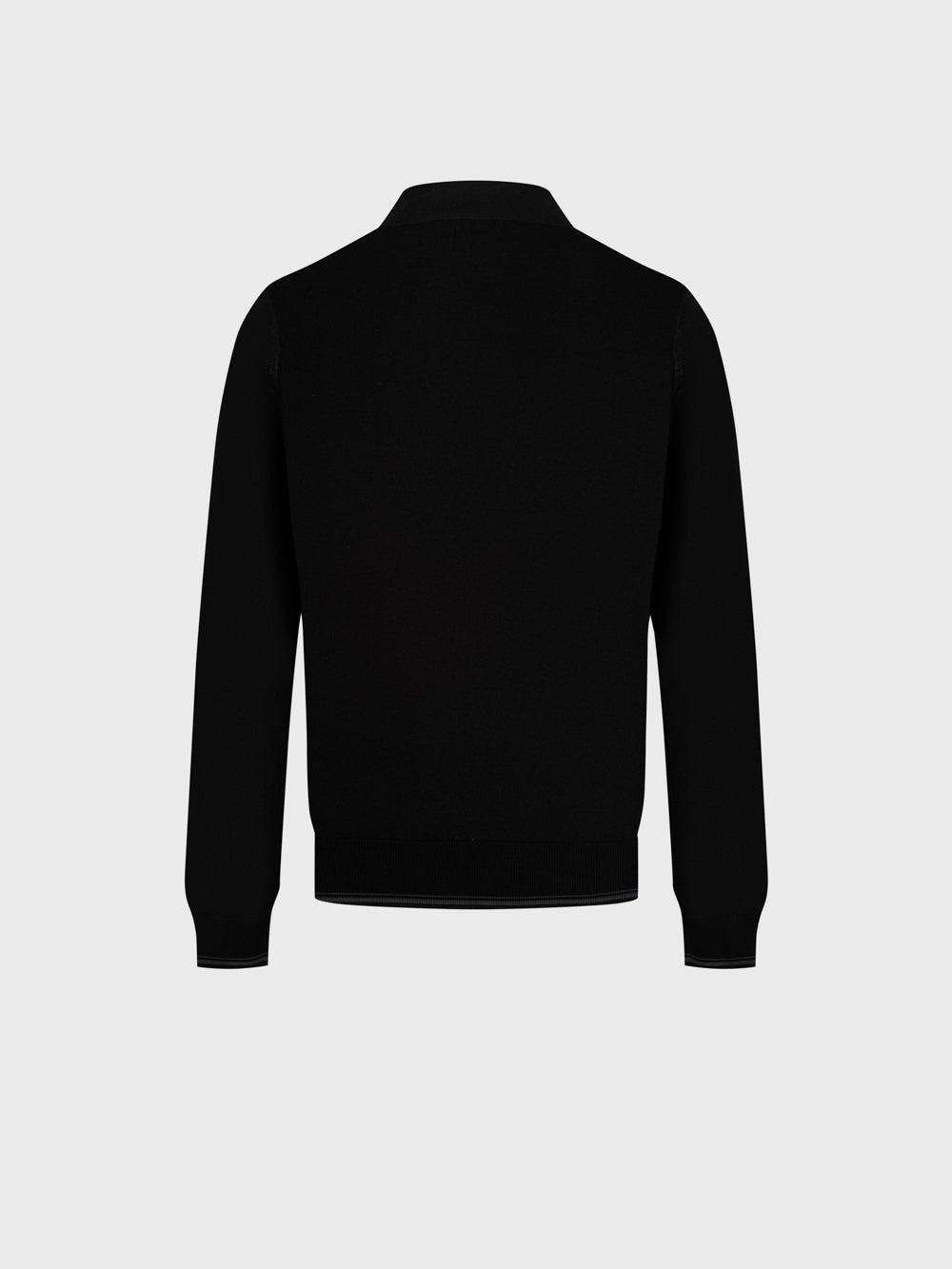 100% Silk Half-Zip Knit with Crocodile Leather Trim – Black