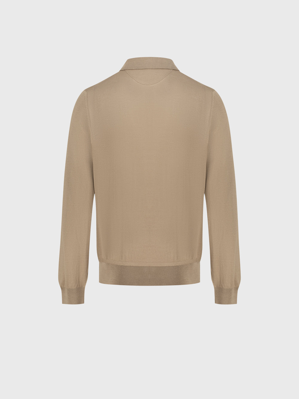 100% Wool Polo Half-Zip Knit – Cappuccino