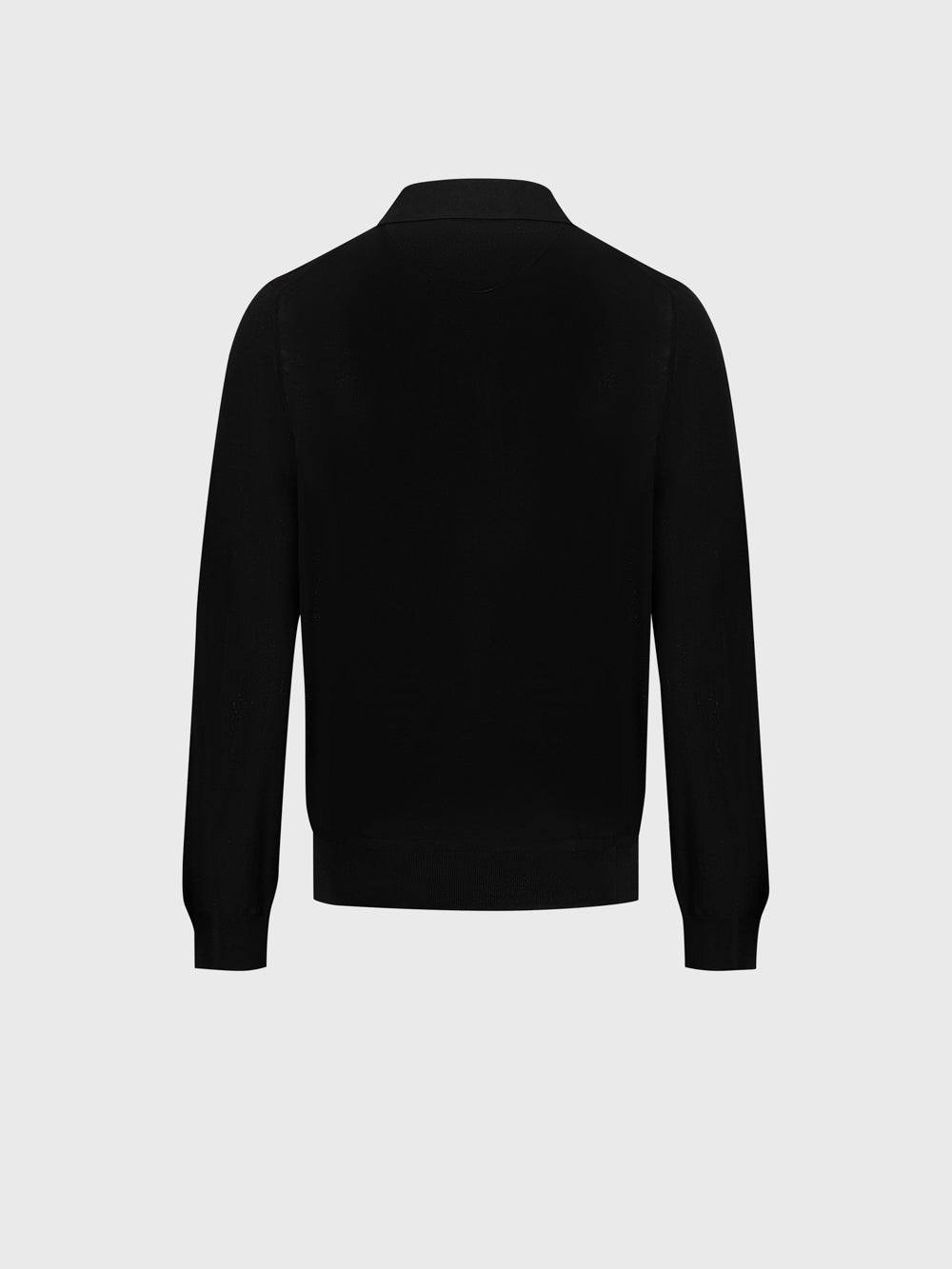 100% Wool Polo Half-Zip Knit – Black