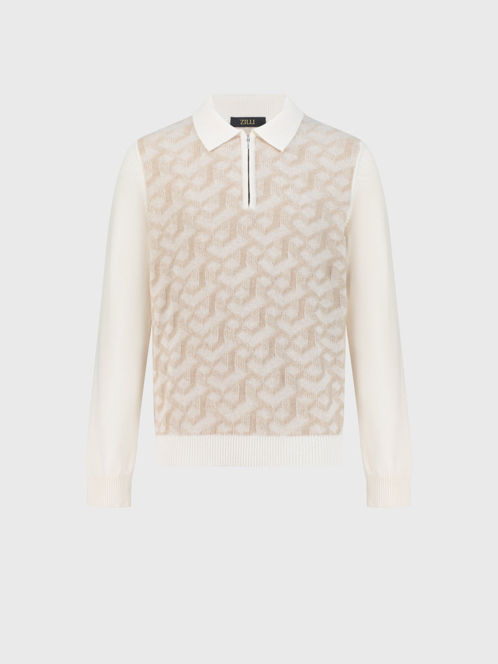 Свитер с графическим рисунком на полузакрытой молнии - Blond Fawn